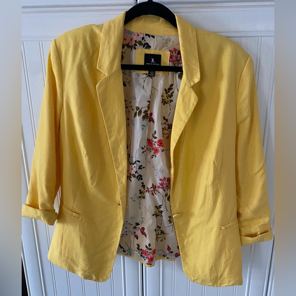 Jules & Leopold Yellow Blazer Elegant Suit Jacket